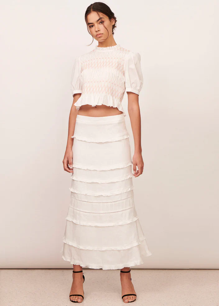 APARTMENT CLOTHING - LISETTE SMOCKED TOP (WHITE) - Image 3