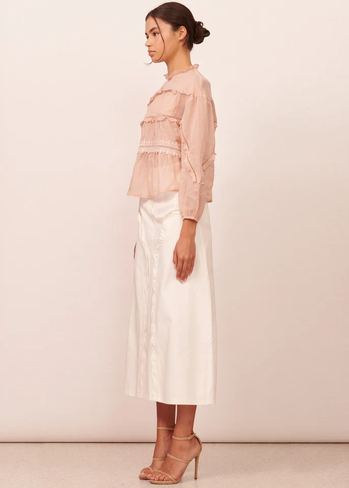 APARTMENT CLOTHING - THEA DENIM SKIRT (IVORY) - Image 3