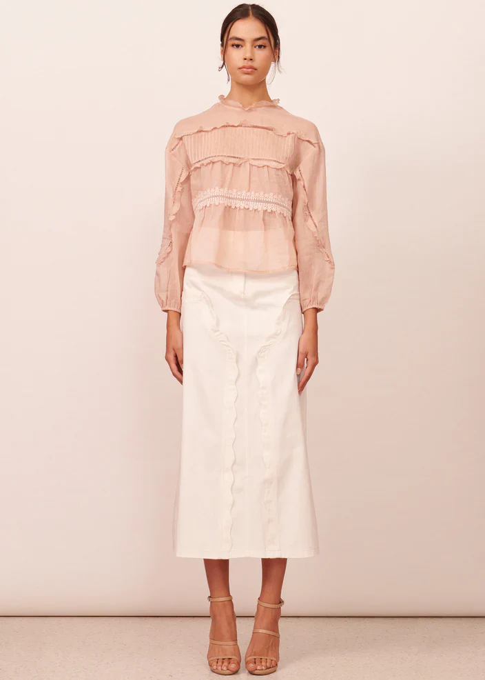 APARTMENT CLOTHING - THEA DENIM SKIRT (IVORY) - Image 4