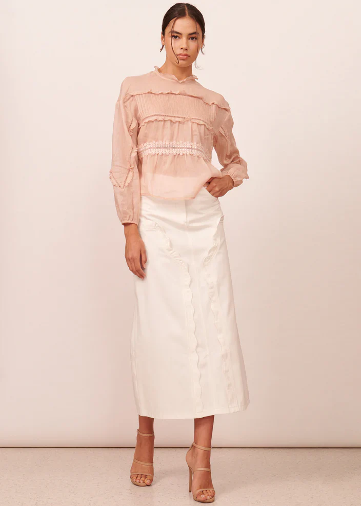 APARTMENT CLOTHING - THEA DENIM SKIRT (IVORY) - Image 5