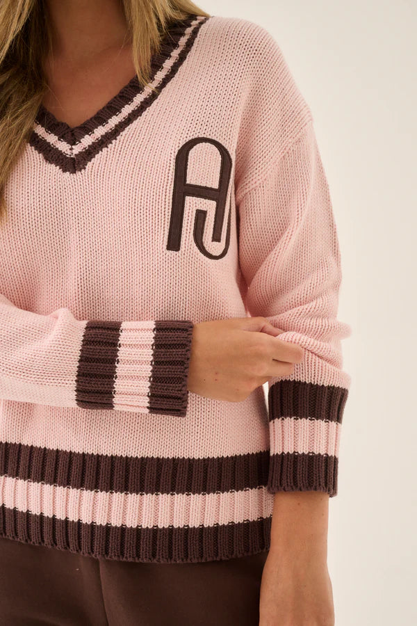 ARAMINTA JAMES - AJ V NECK KNIT SWEATER (DUSTY ROSE) - Image 8