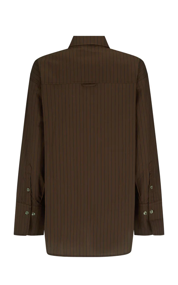 ARAMINTA JAMES - AJJA STRIPE SHIRT (MOCHA) - Image 6