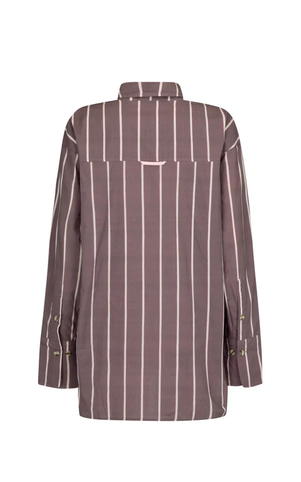 ARAMINTA JAMES -  ALPINE COTTON STRIPE SHIRT (RED WINE) - Image 9