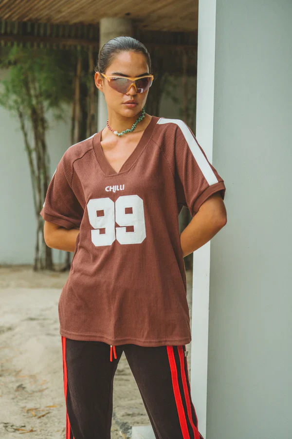 ARAMINTA JAMES - CHILLI 99 WAFFLE TEE (MOCHA) - Image 3