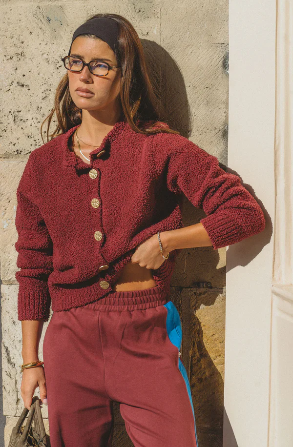 ARAMINTA JAMES - SHERPA CARDIGAN (CHOCOLATE TRUFFLE)