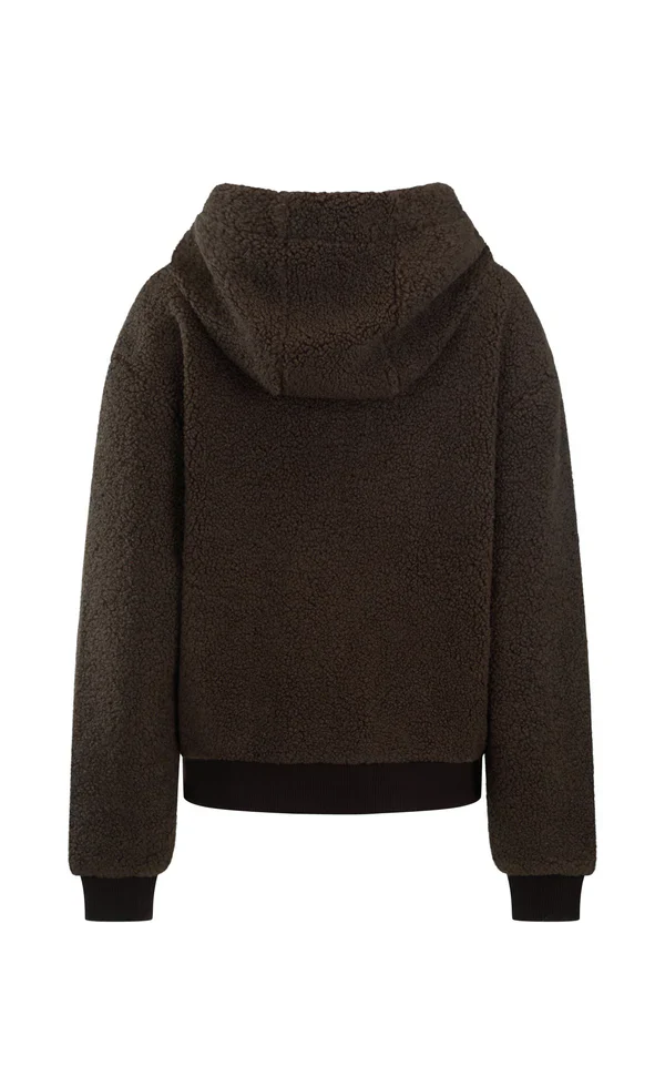 ARAMINTA JAMES - SHERPA HOODED JACKET (DARK CHOCOLATE) - Image 10
