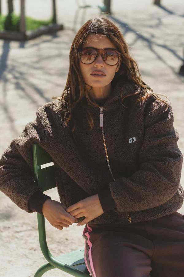 ARAMINTA JAMES - SHERPA HOODED JACKET (DARK CHOCOLATE) - Image 2