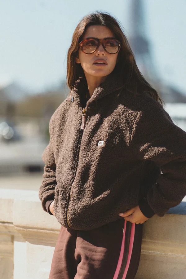 ARAMINTA JAMES - SHERPA HOODED JACKET (DARK CHOCOLATE) - Image 4