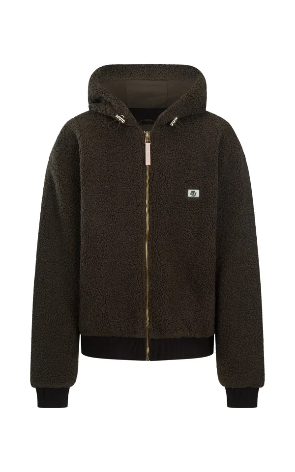 ARAMINTA JAMES - SHERPA HOODED JACKET (DARK CHOCOLATE) - Image 9