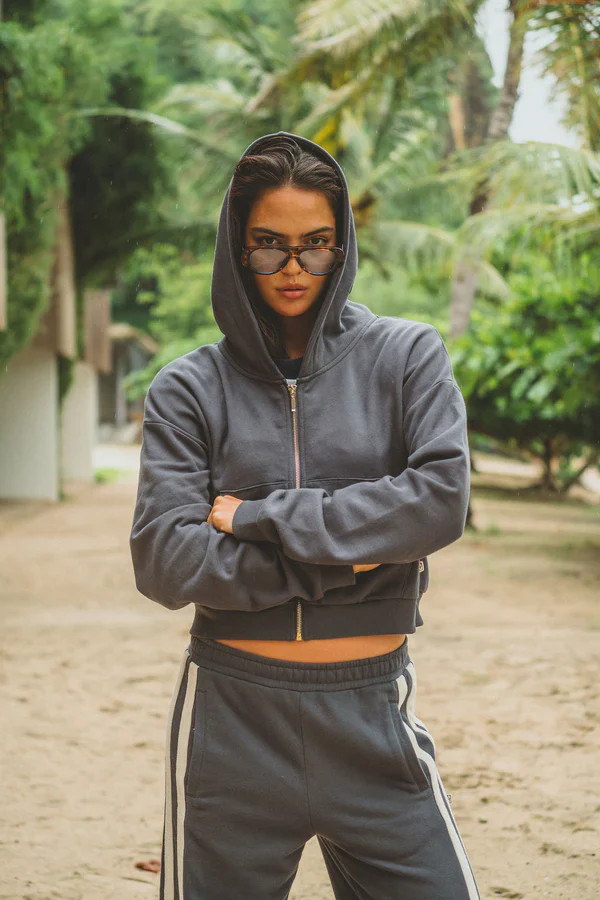 ARAMINTA JAMES - ZIP HOODIE (WASHED BLACK)