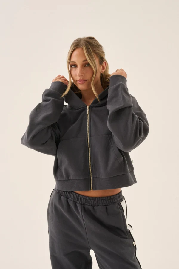 ARAMINTA JAMES - ZIP HOODIE (WASHED BLACK) - Image 4