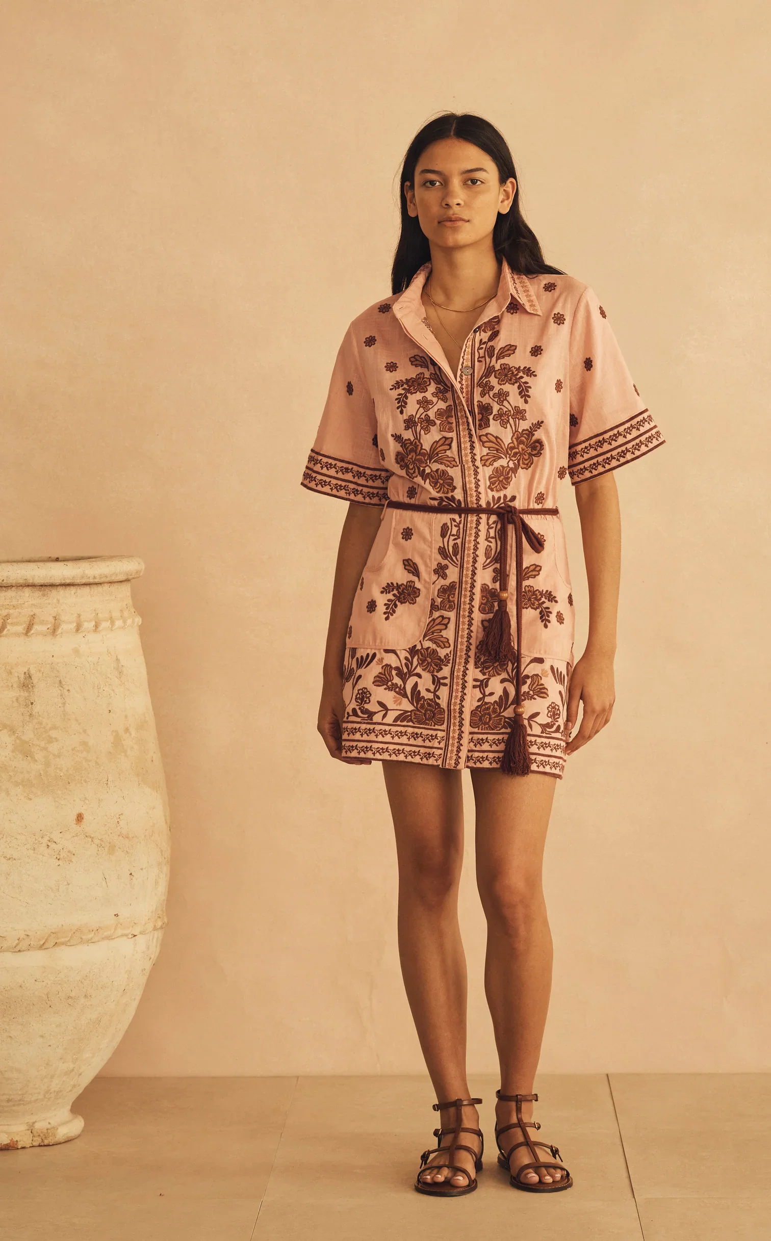 AUR OCEA - INFIORATA EMBROIDERED MINI SHIRT DRESS - Image 2