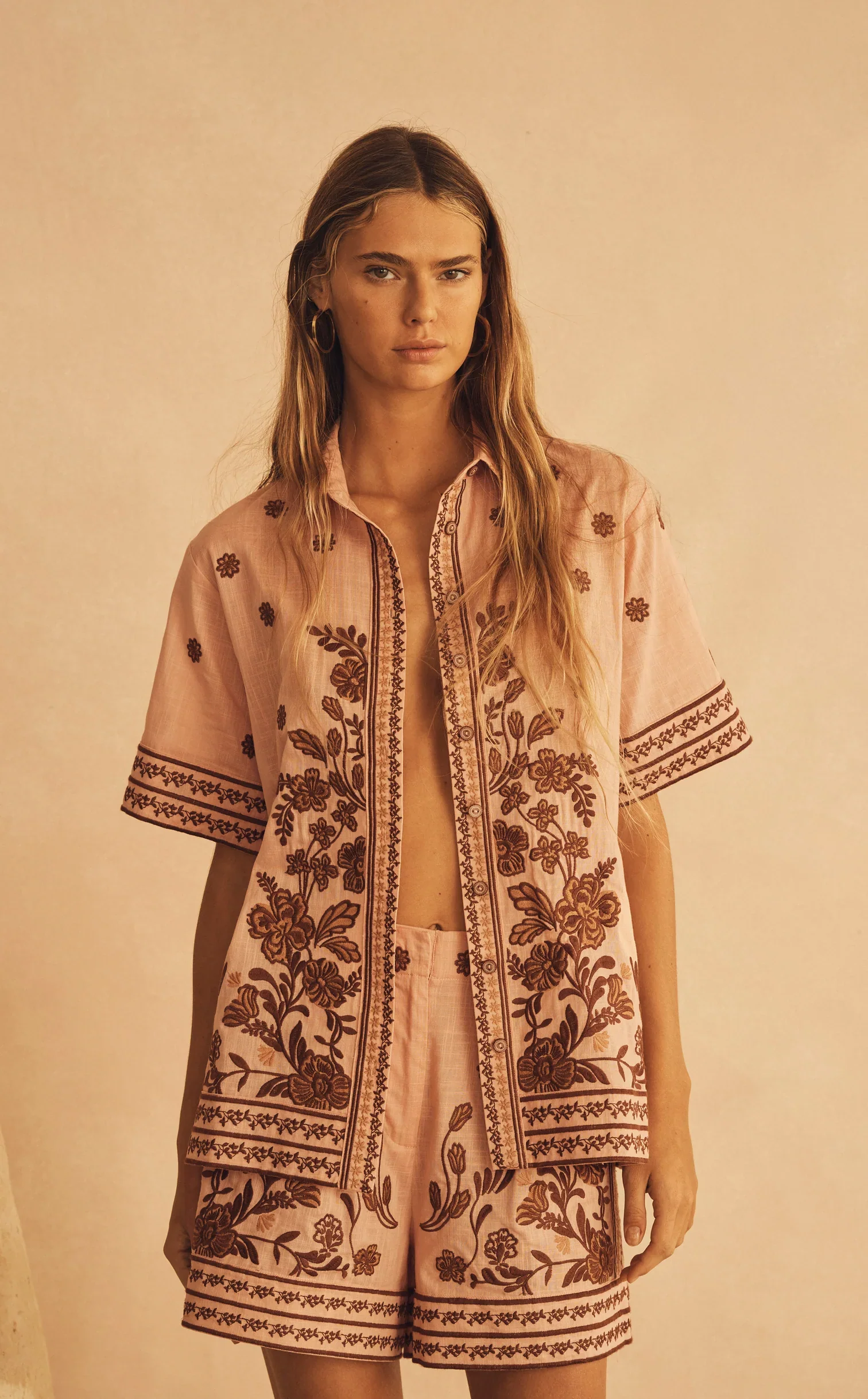 AUR OCEA - INFIORATA EMBROIDERED SHORT SLEEVE RESORT SHIRT