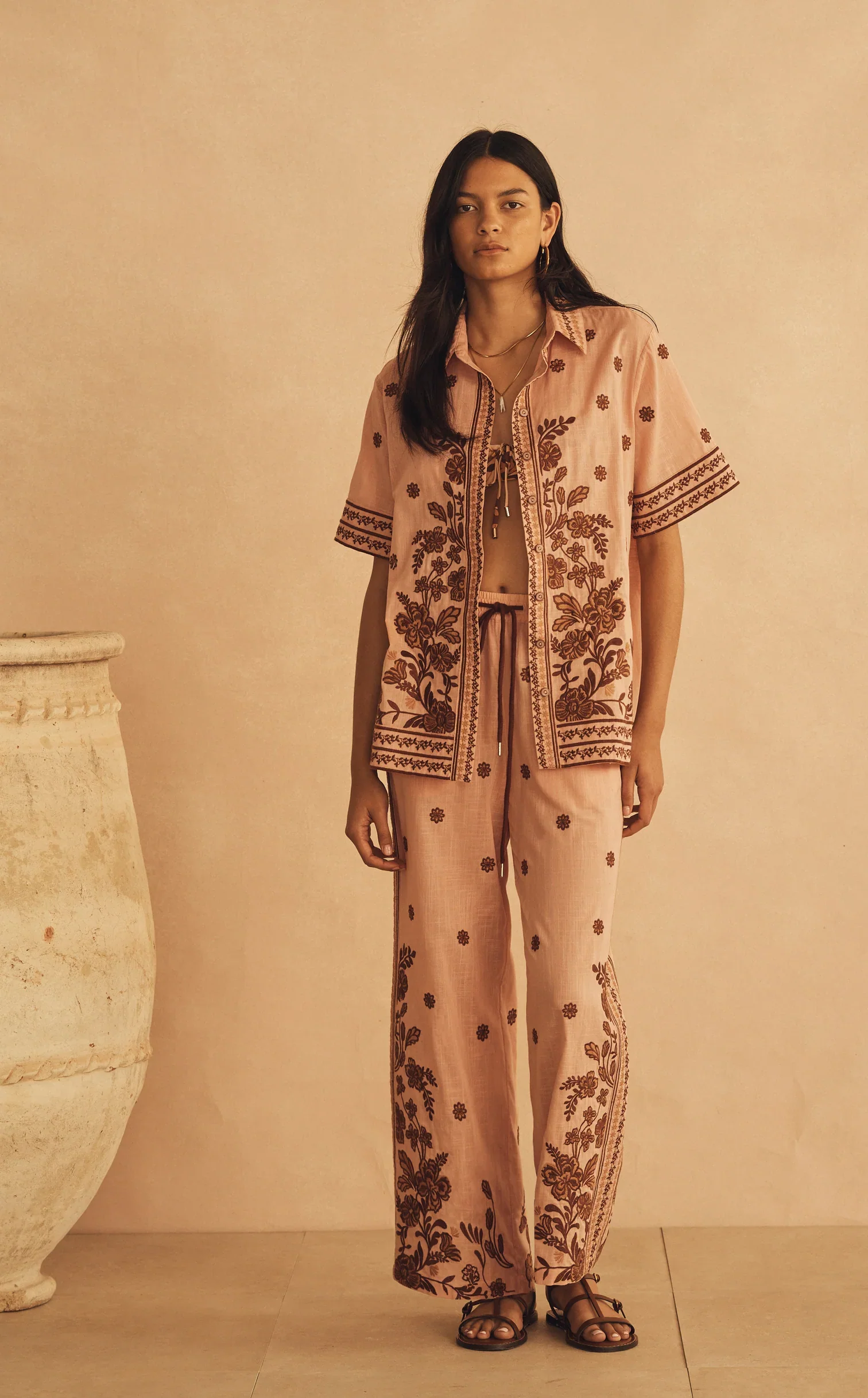 AUR OCEA - INFIORATA EMBROIDERED STRAIGHT LEG PANT