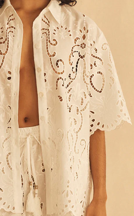 AUR OCEA - MERLETTI LACE OVERSIZED SHIRT (WHITE) - Image 6