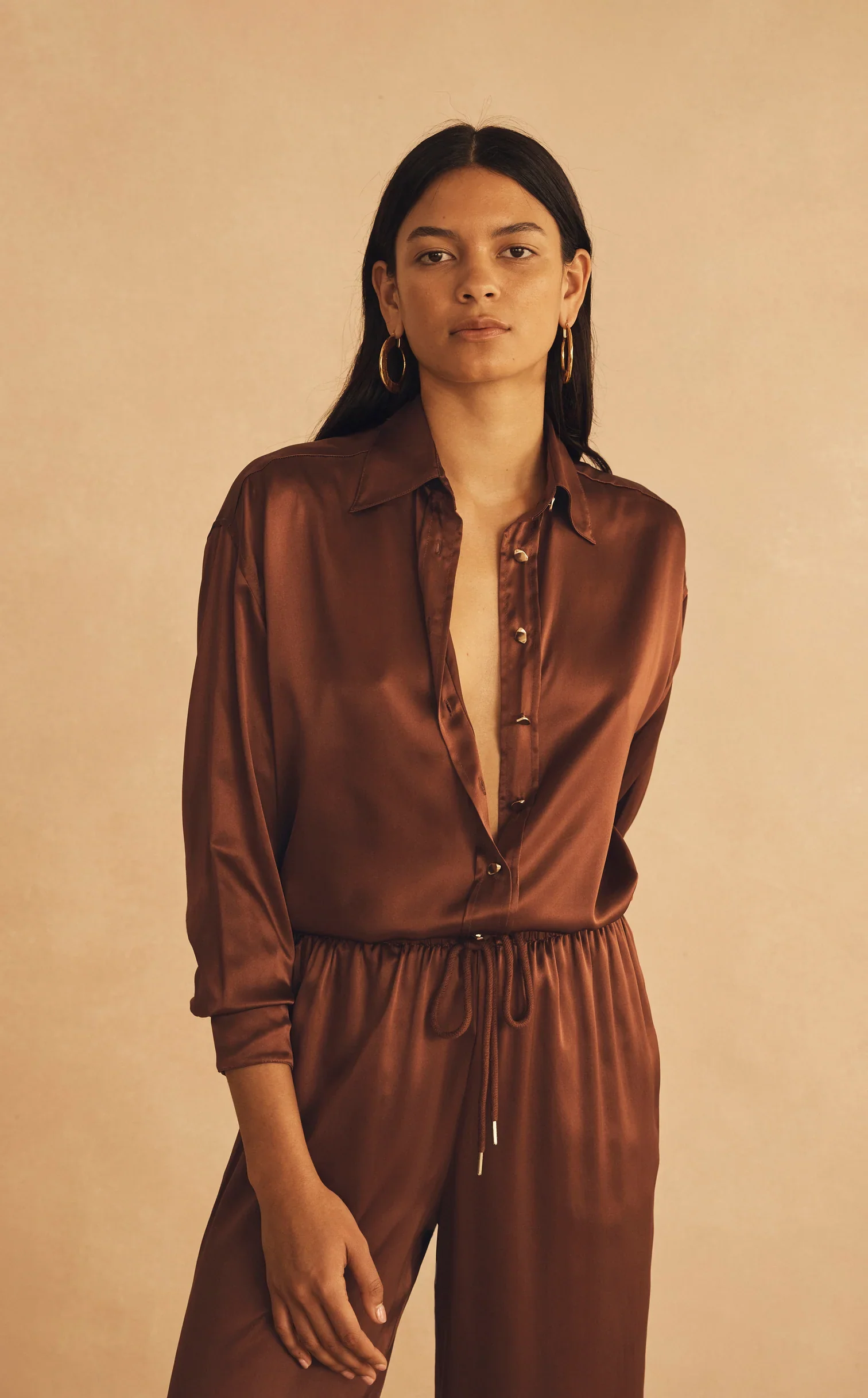AUR OCEA - ROMA DI SERA SILK LONG SLEEVE SHIRT