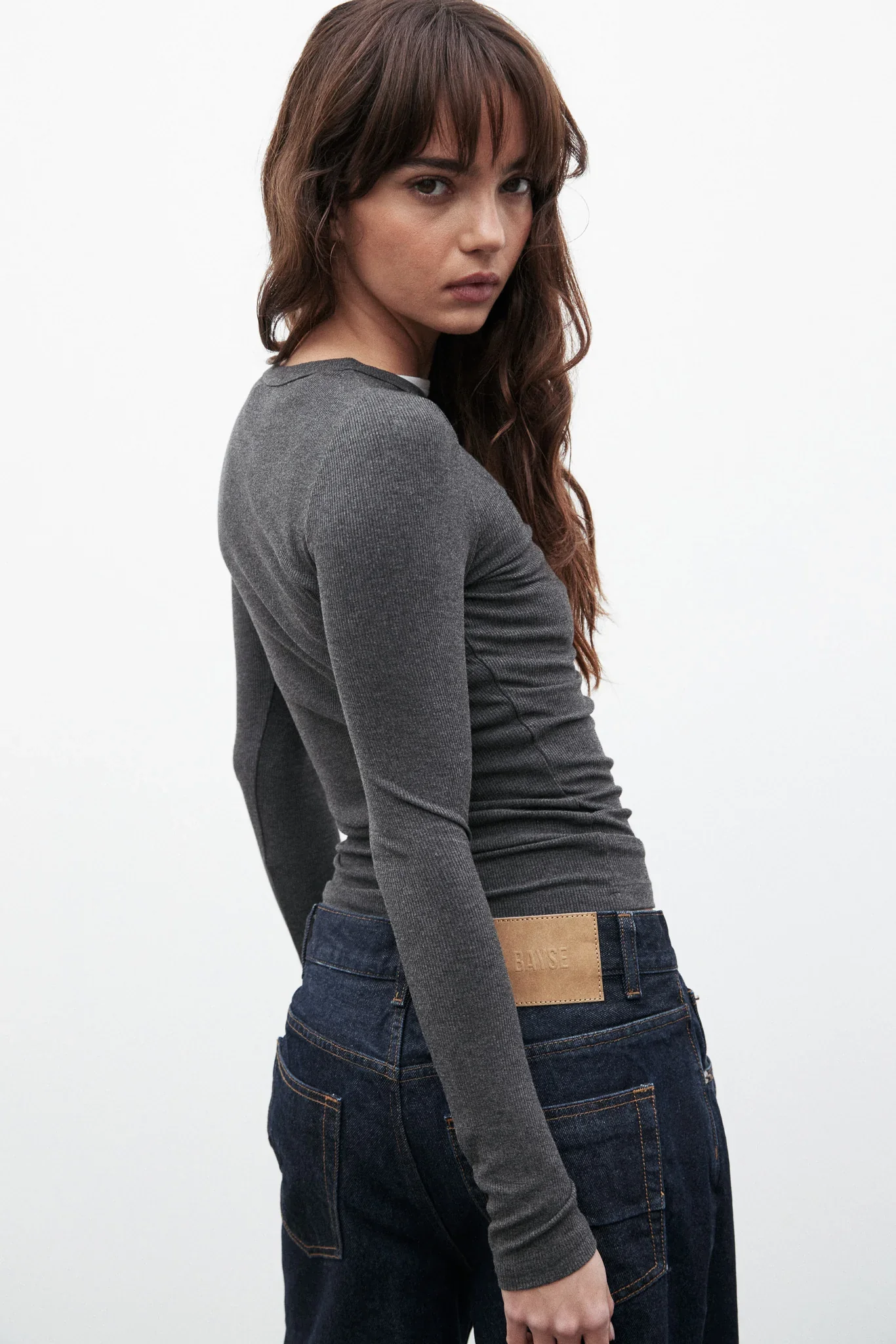 BAYSE BRAND - NYLA TOP (DARK HEATHER GREY) - Image 3