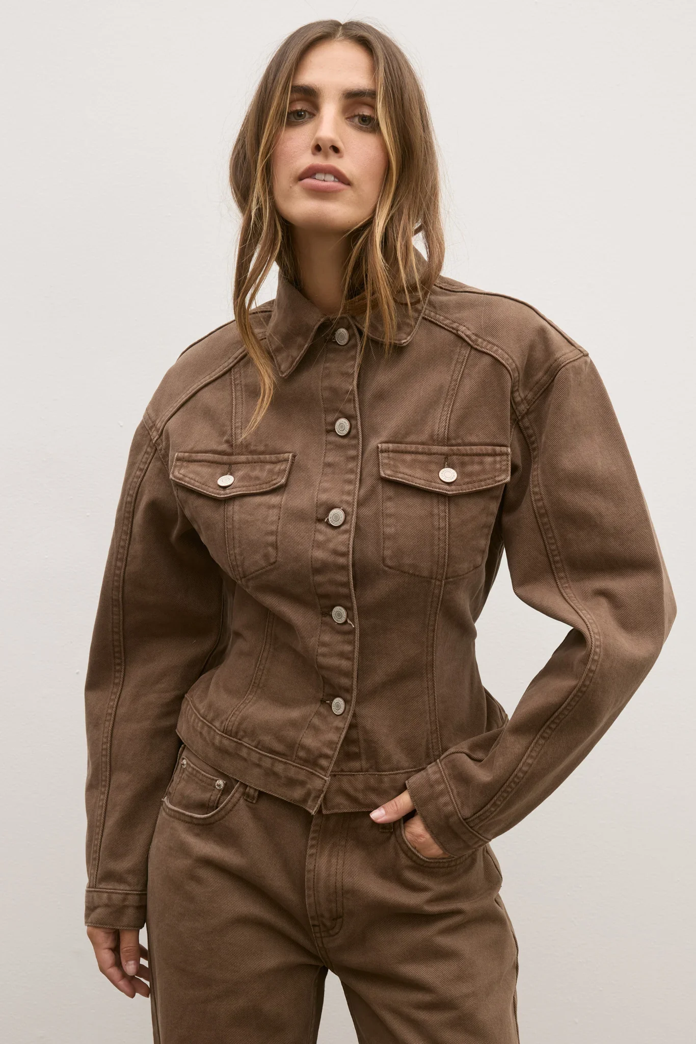 BAYSE BRAND - VIOLET DENIM JACKET (CHOCOLATE)