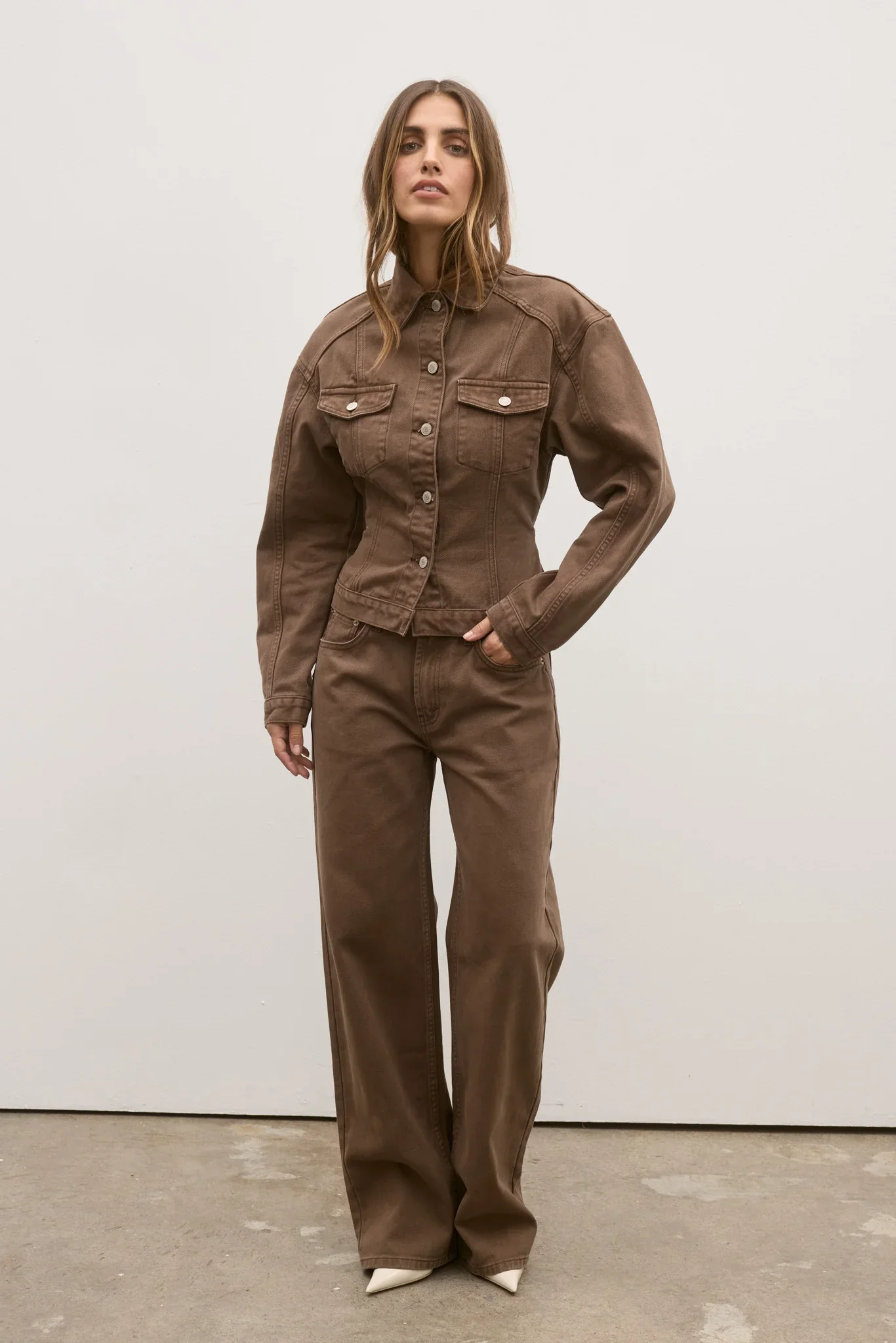 BAYSE BRAND - VIOLET DENIM JACKET (CHOCOLATE) - Image 3