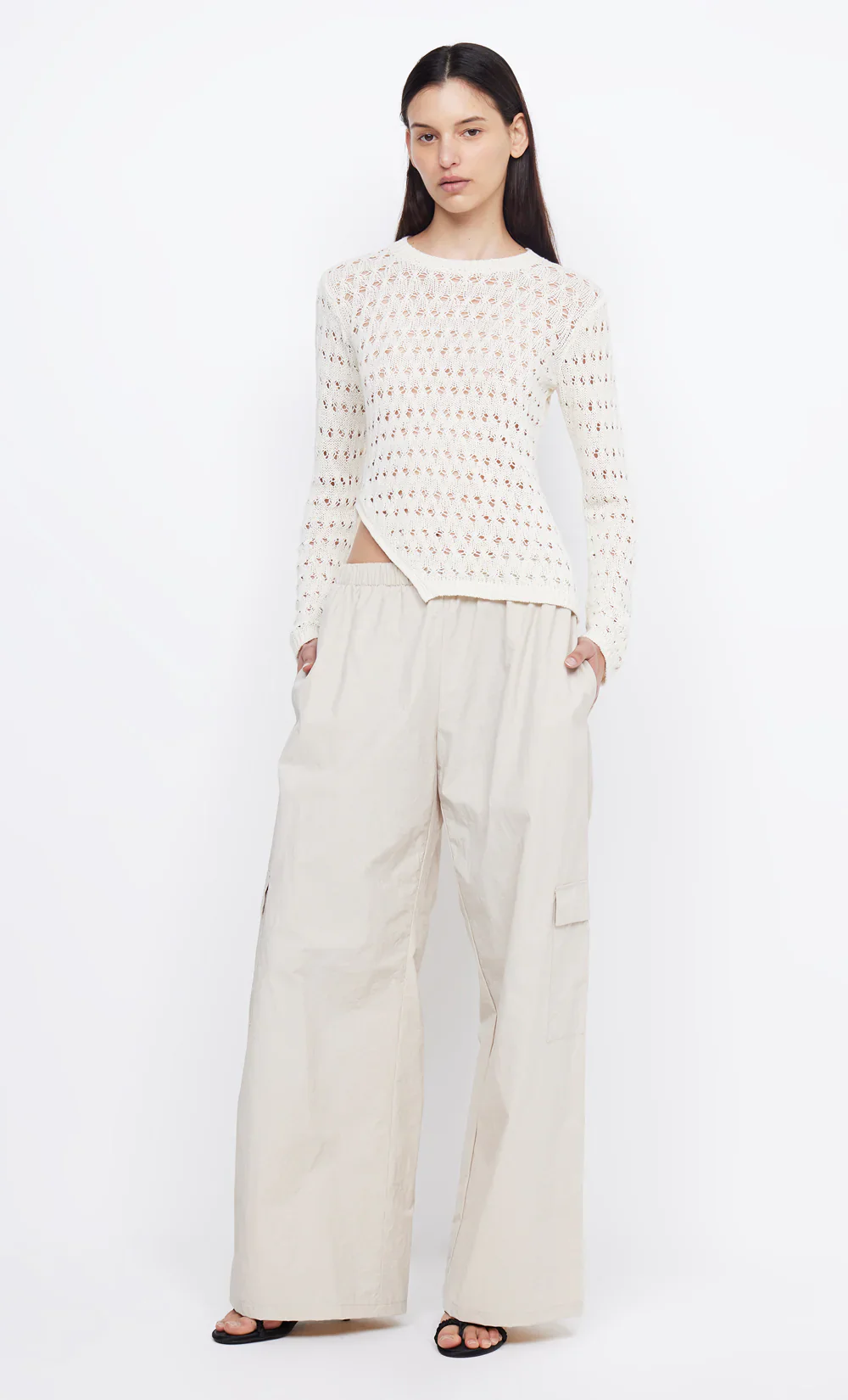 BEC + BRIDGE - BROOKE LONG SLEEVE ASYM KNIT TOP (IVORY) - Image 3