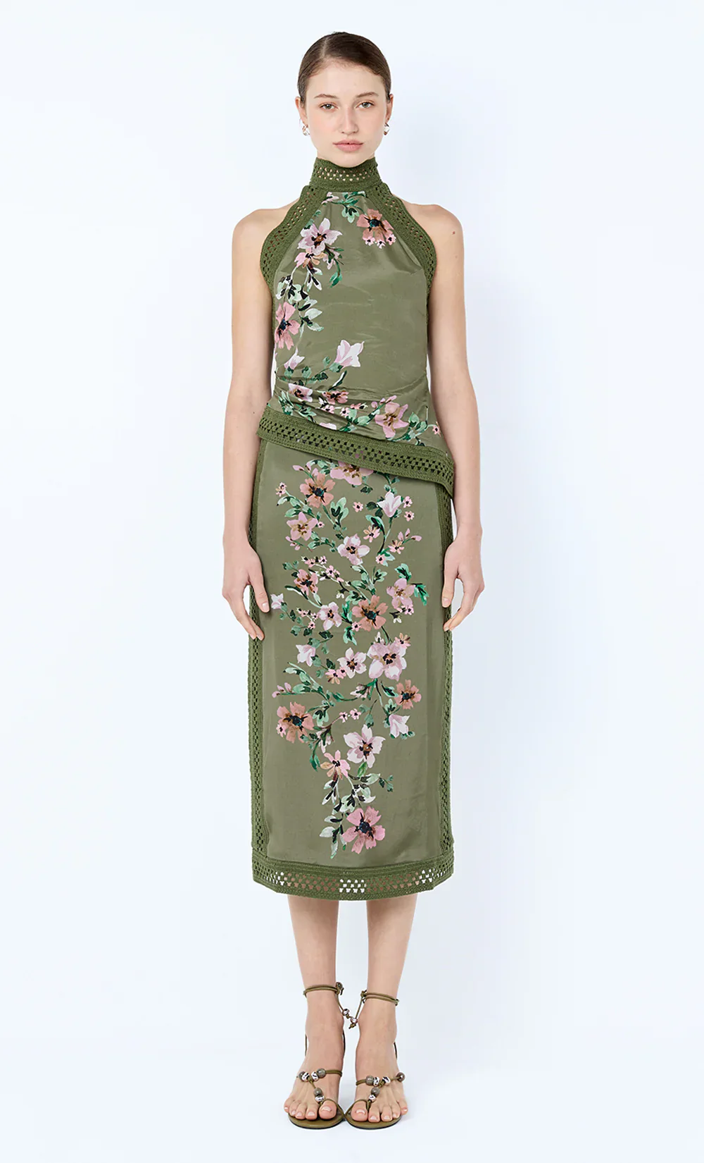 BEC + BRIDGE - CAMELIA RACER TOP (OLIVE GARDENIA FLORAL)