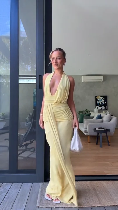 BEC + BRIDGE - CASSIS DRAPE MAXI DRESS (CITRON) - Image 9