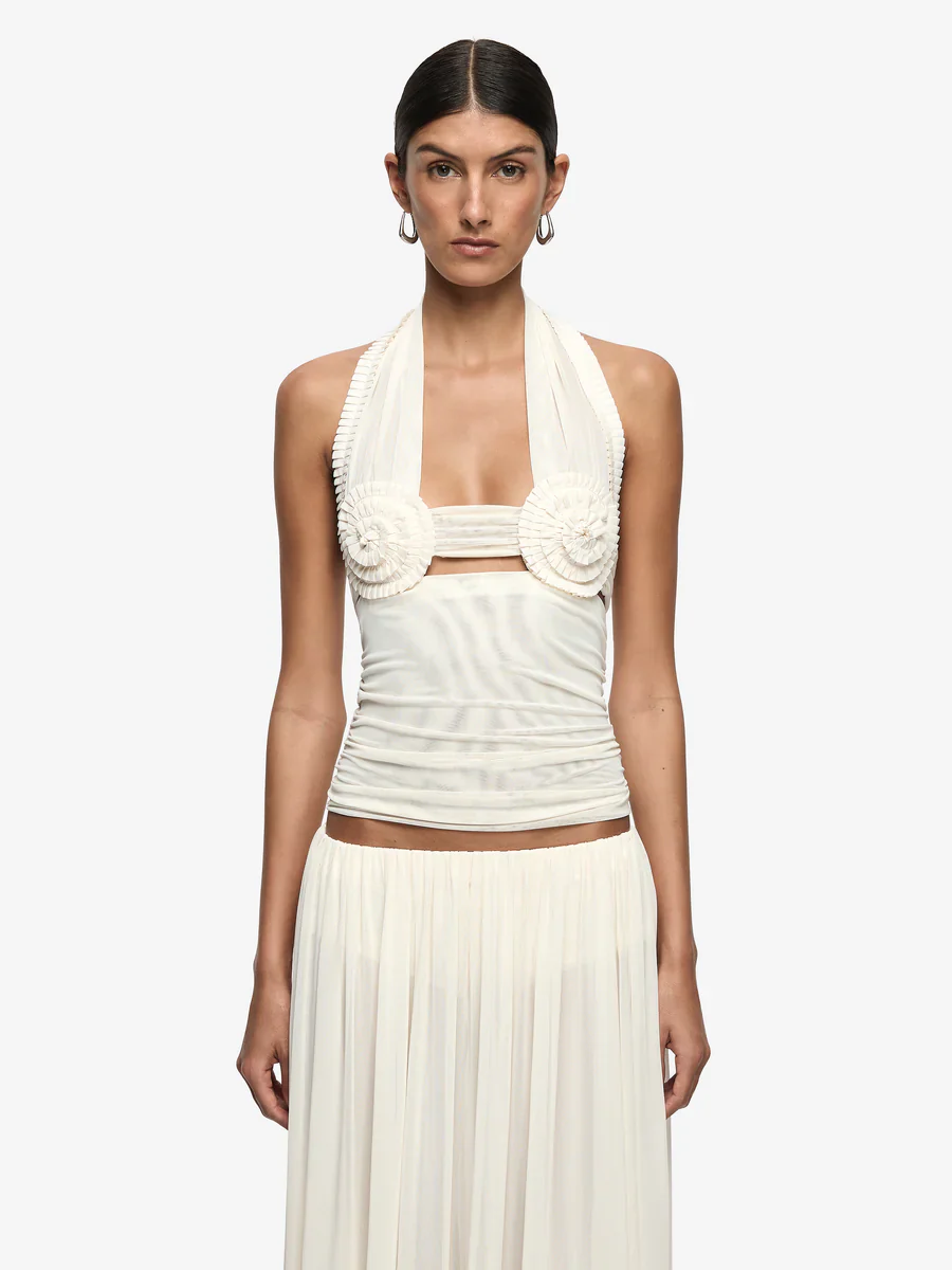 BEC + BRIDGE - DANTE SPIRAL HALTER TOP (BUTTERCREAM) PRE-ORDER