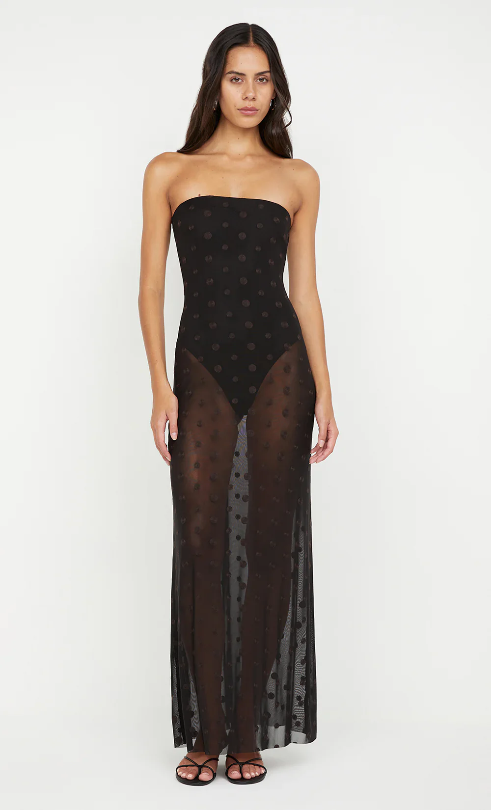 BEC + BRIDGE - KARLA STRAPLESS MAXI DRESS (BLACK / CHOC SPOT)
