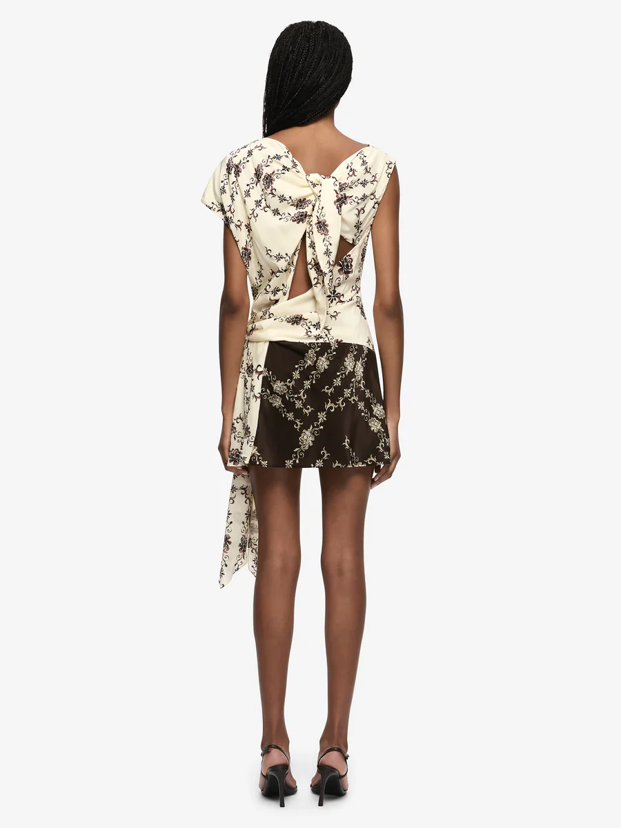 BEC + BRIDGE - MYAH MINI DRESS (GEO VINE FLORAL CHOC/CREAM) - Image 4
