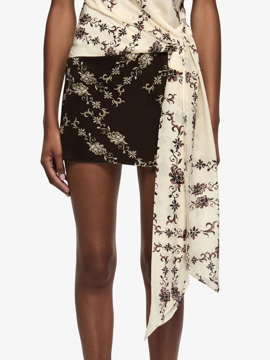 BEC + BRIDGE - MYAH MINI DRESS (GEO VINE FLORAL CHOC/CREAM) - Image 5