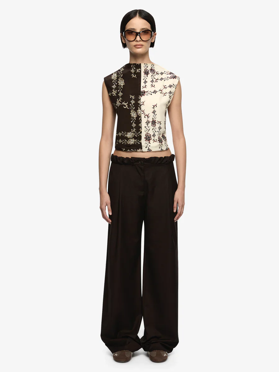 BEC + BRIDGE - MYAH TOP (GEO VINE FLORAL CHOC/CREAM)