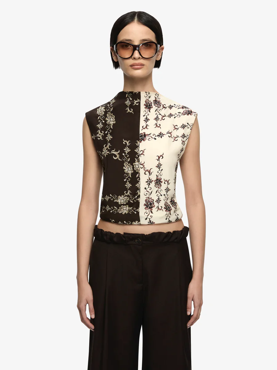 BEC + BRIDGE - MYAH TOP (GEO VINE FLORAL CHOC/CREAM) - Image 3