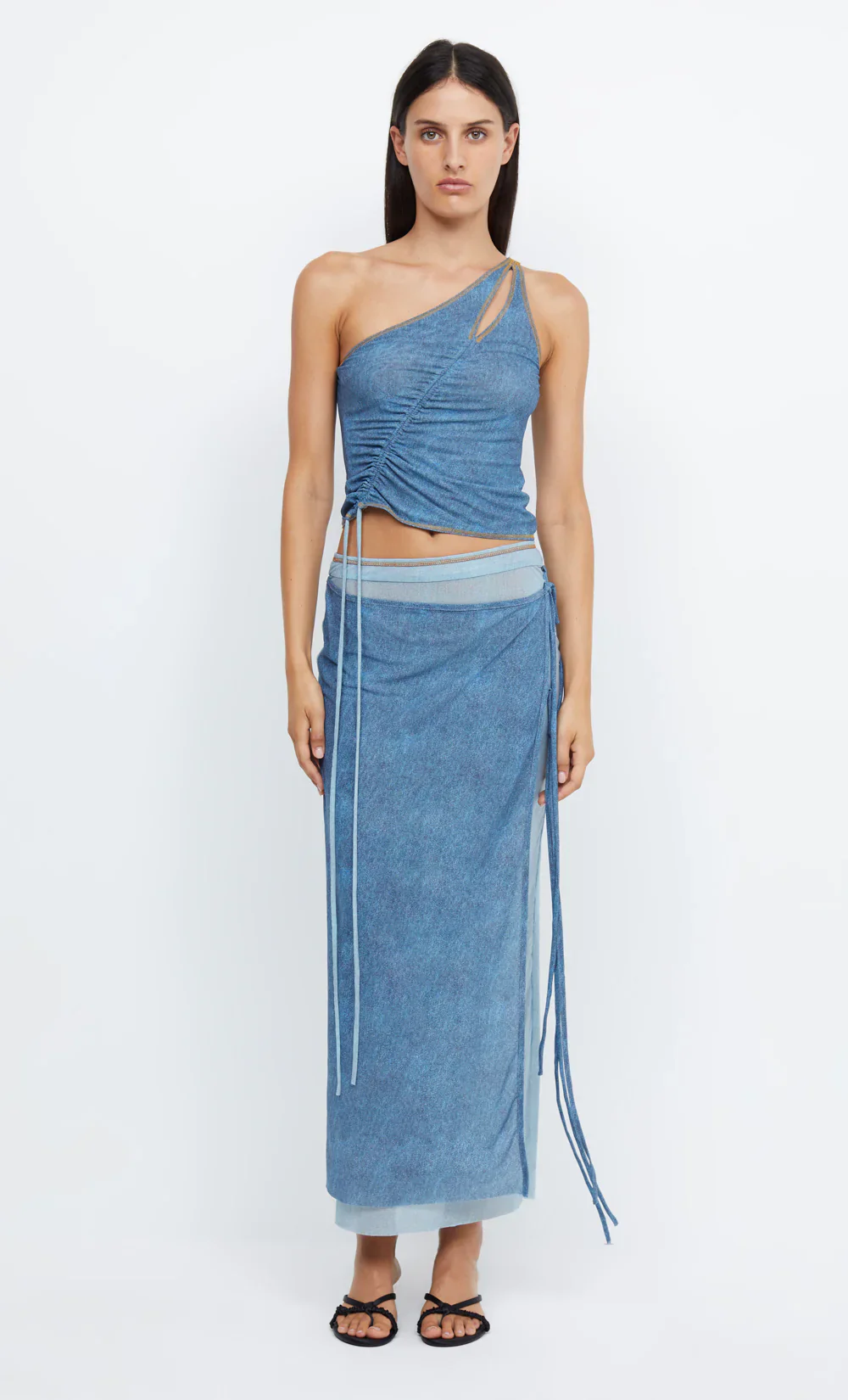 BEC + BRIDGE - NOLA ASYMMETRIC TOP (SPLICED DENIM)