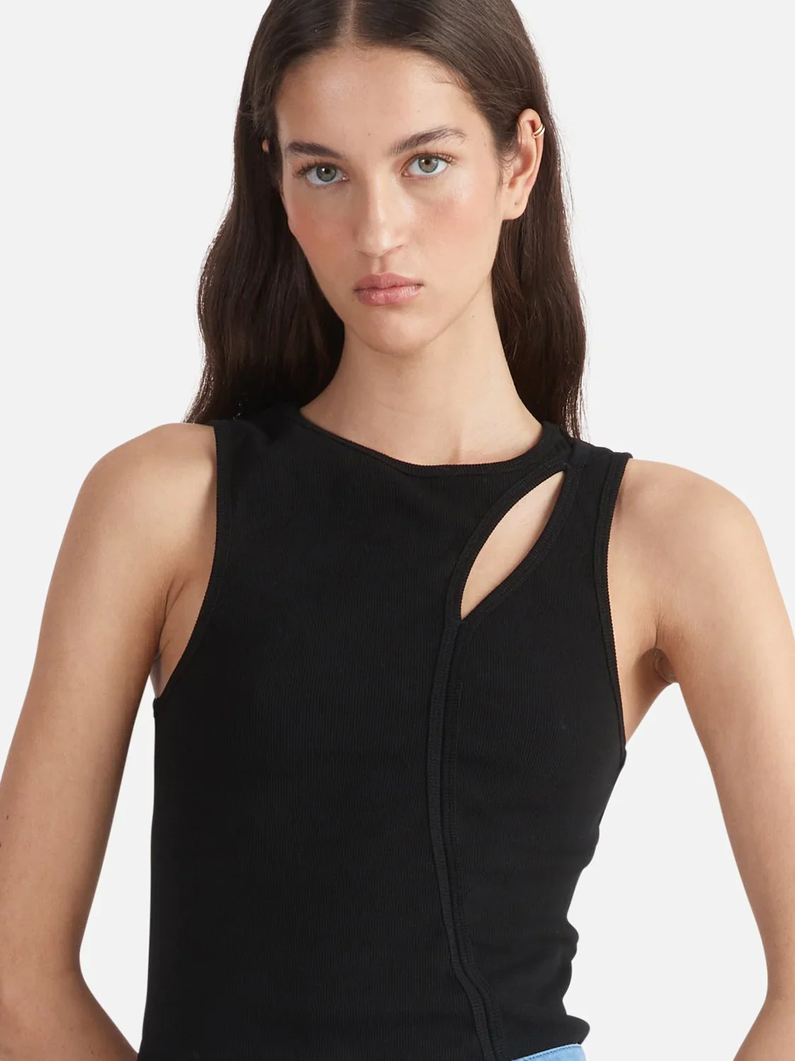 ENA PELLY BRONTE CUT OUT RIB TANK (BLACK) - Image 2