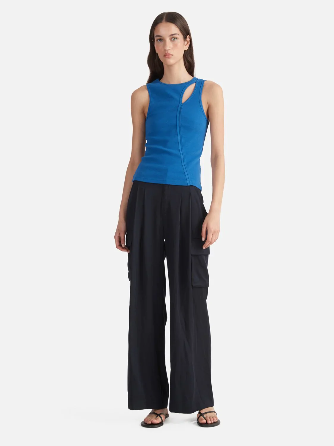 ENA PELLY BRONTE CUT OUT RIB TANK (DAZZLING BLUE) - Image 2