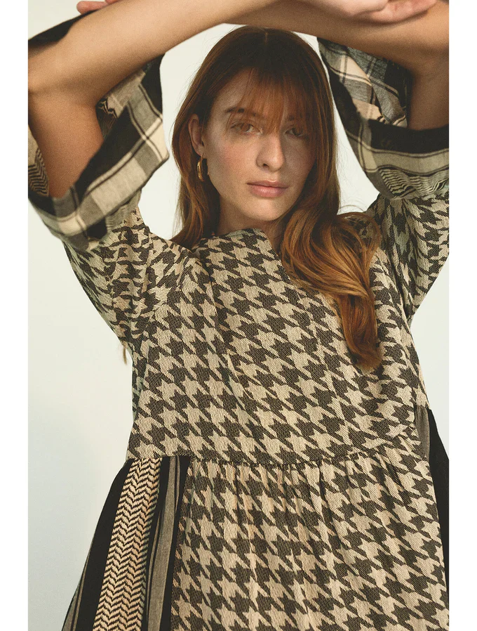 CECILIE COPENHAGEN - Julia Dress Dogtooth (Black / Cream) - Image 2