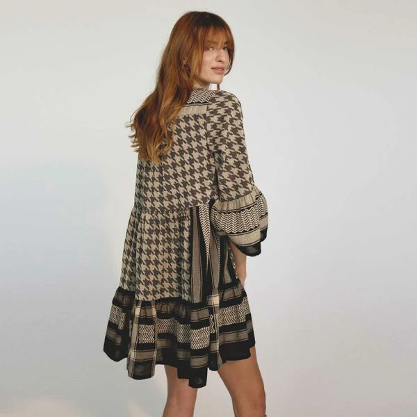 CECILIE COPENHAGEN - Julia Dress Dogtooth (Black / Cream) - Image 3