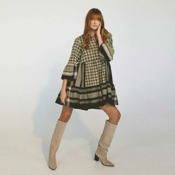 CECILIE COPENHAGEN - Julia Dress Dogtooth (Black / Cream) - Image 4