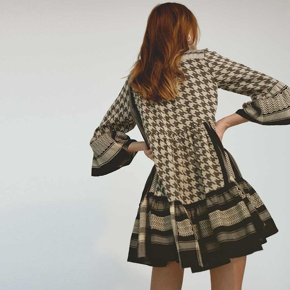 CECILIE COPENHAGEN - Julia Dress Dogtooth (Black / Cream) - Image 5
