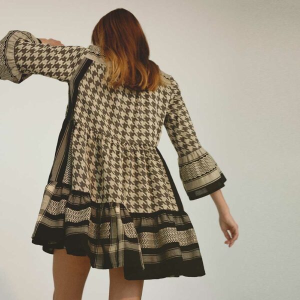 CECILIE COPENHAGEN - Julia Dress Dogtooth (Black / Cream) - Image 6