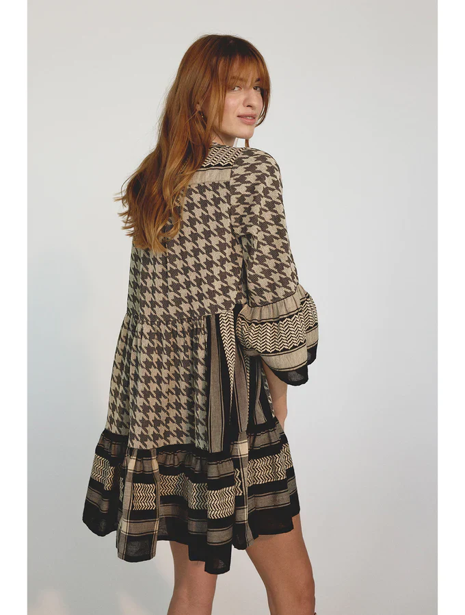 CECILIE COPENHAGEN - Julia Dress Dogtooth (Black / Cream) - Image 7