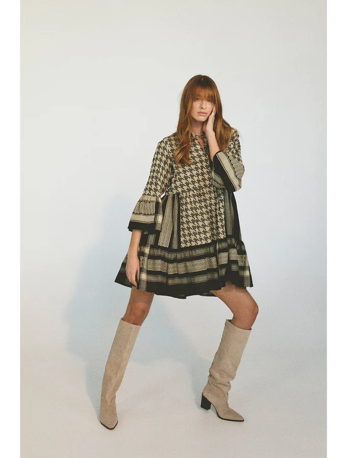 CECILIE COPENHAGEN - Julia Dress Dogtooth (Black / Cream) - Image 8