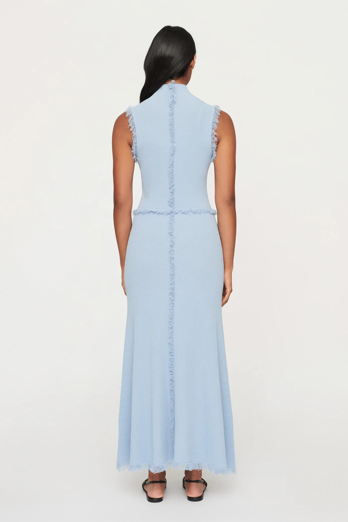 CLEA - AVALON FRINGE KNIT DRESS (BLUE) - Image 3