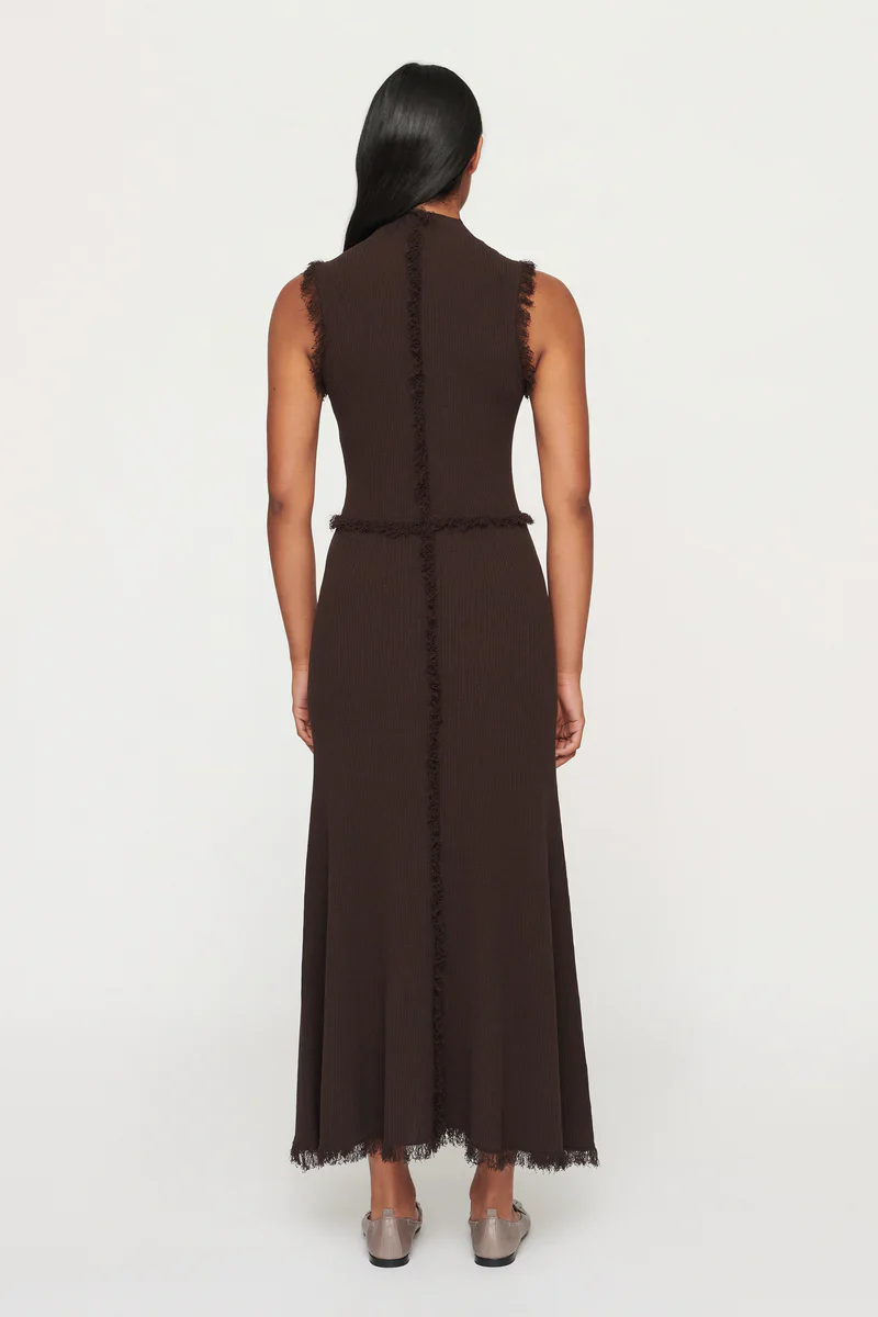 CLEA - AVALON FRINGE KNIT DRESS (CHOCOLATE) - Image 4