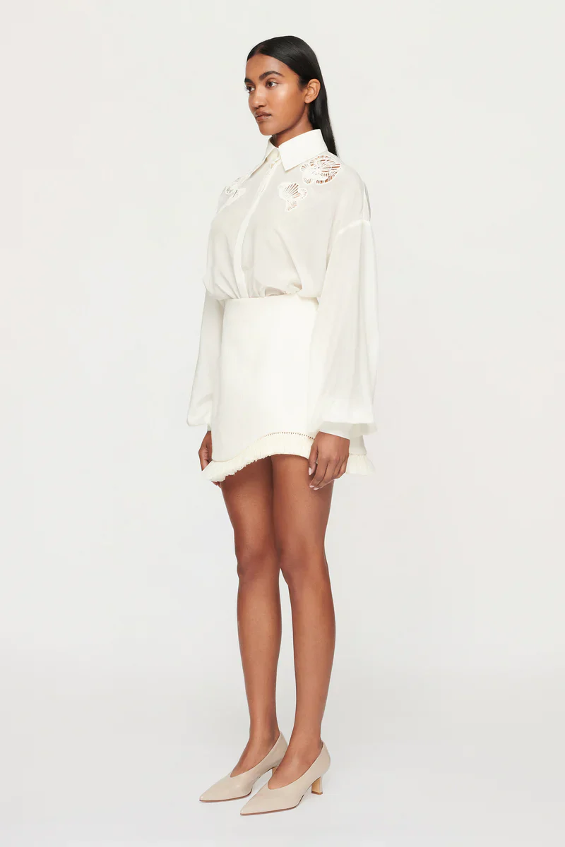 CLEA - BOWIE RAFFIA MINI SKIRT (OFF WHITE) - Image 3