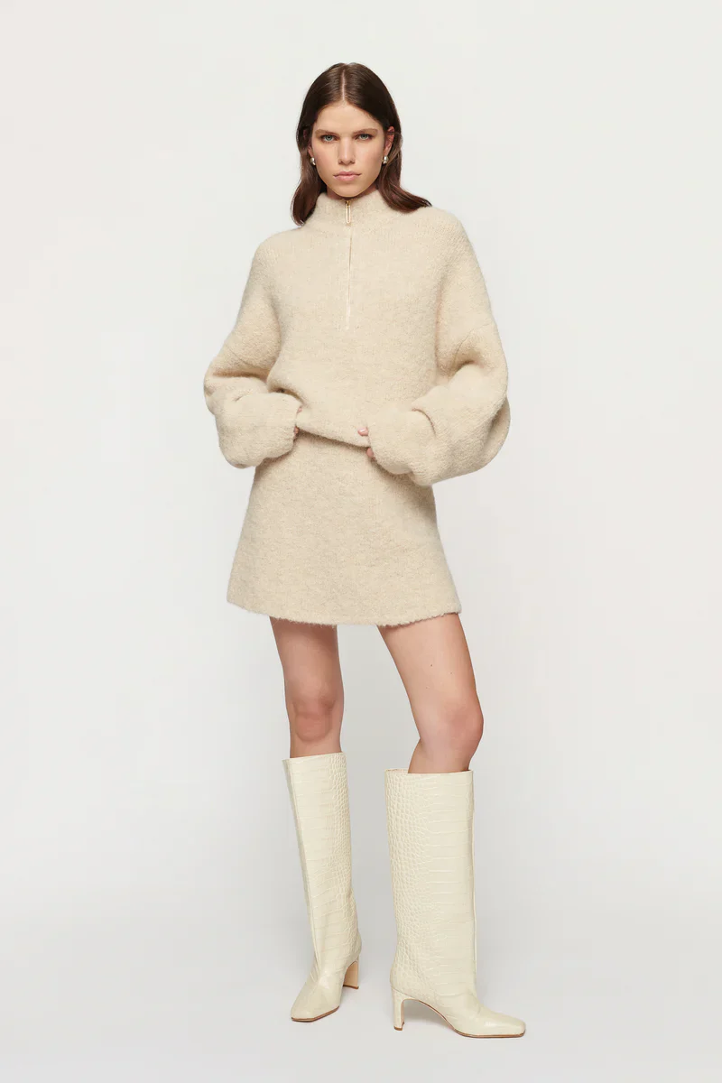 CLEA - BOYD BOUCLE HALF ZIP (ALABASTER) - Image 4
