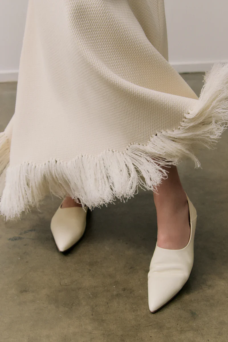 CLEA - CLARISSA FRINGE KNIT SKIRT (PARCHMENT) - Image 3