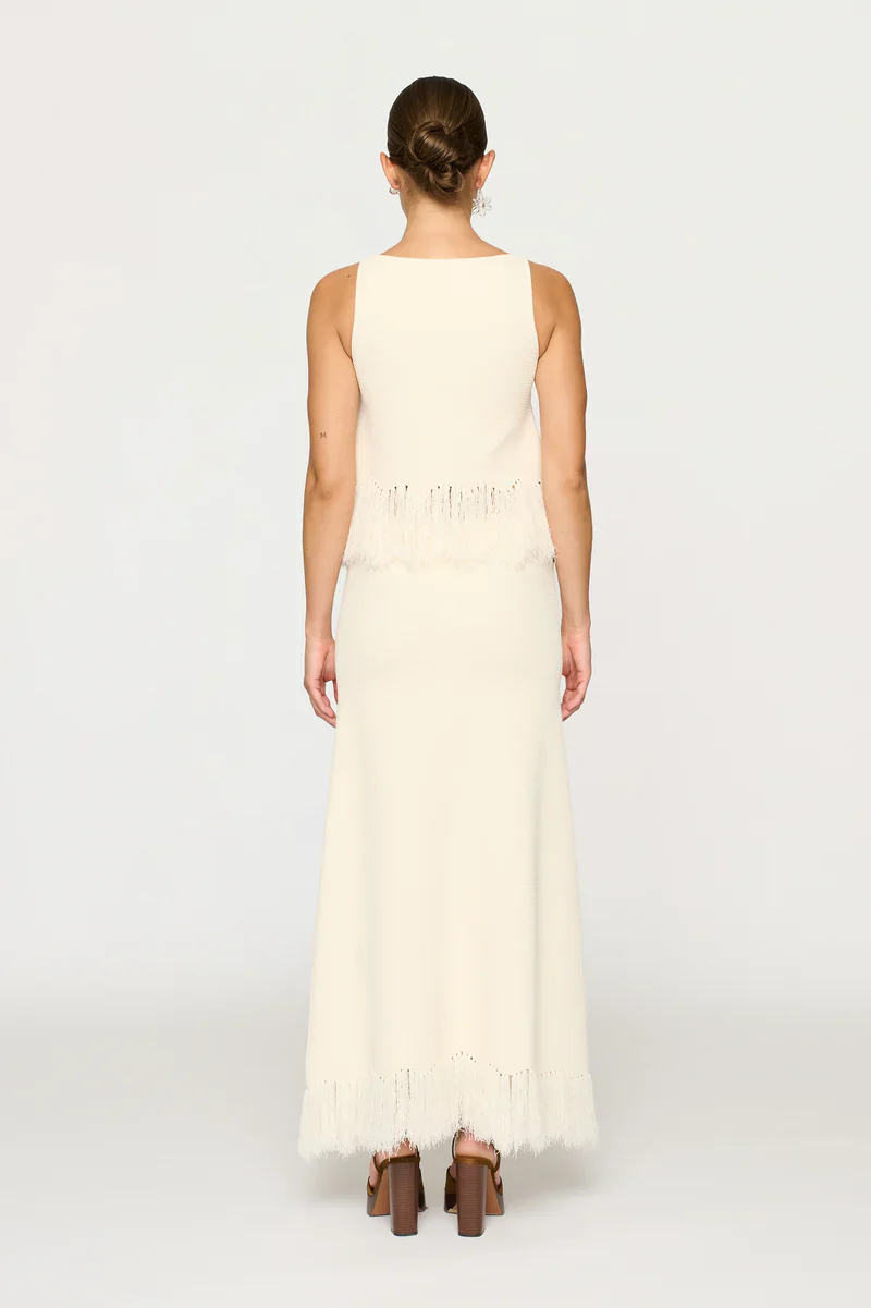 CLEA - CLARISSA FRINGE KNIT SKIRT (PARCHMENT) - Image 4