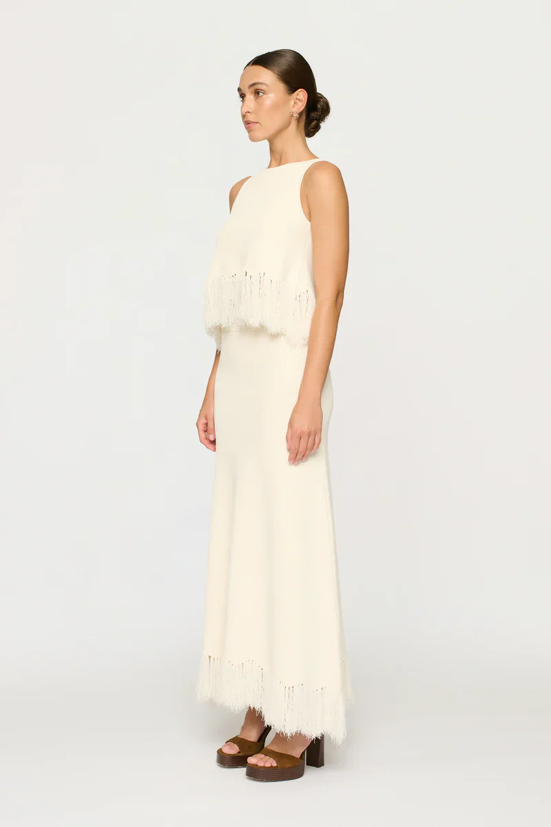 CLEA - CLARISSA FRINGE KNIT SKIRT (PARCHMENT) - Image 5