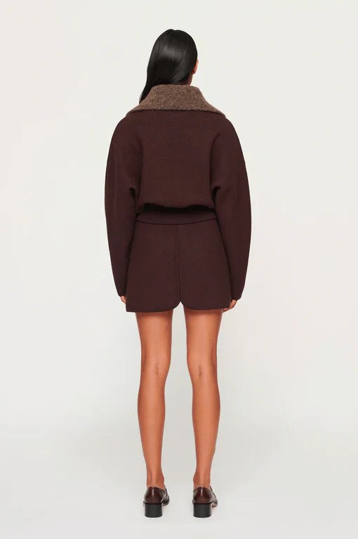 CLEA - DAKOTA BOILED WOOL BOMBER (CHOCOLATE) - Image 3
